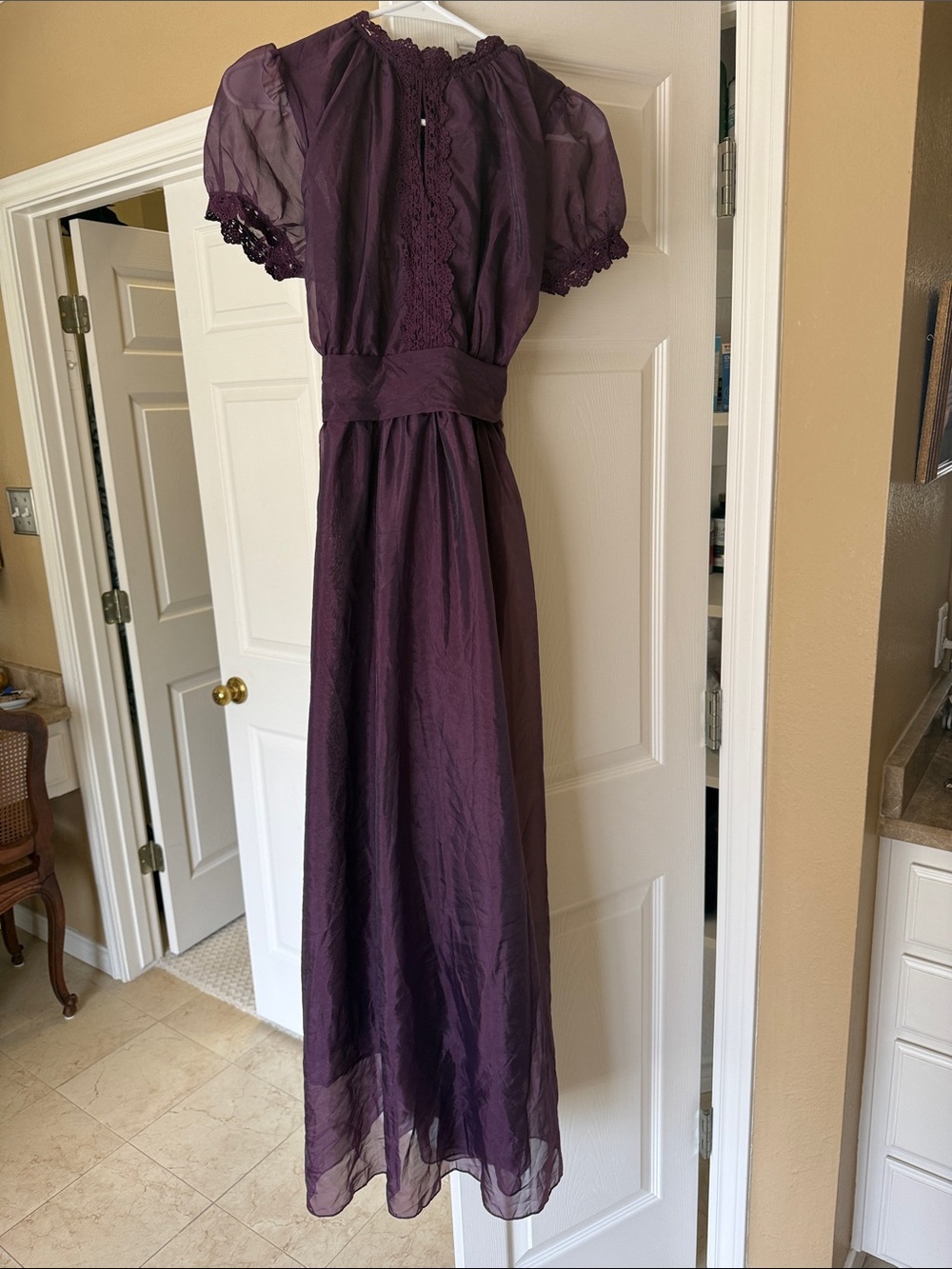 SHEIN Plum Lace-Trim Maxi Dress